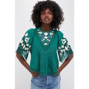 SEA NEW YORK Exclusive Green Vesna Short Sleeve Top SXXS NWT